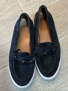 Coach Corey Navy Suede Women's Slip-On Loafers with Metal Bit Women’s Sz. 8.5B